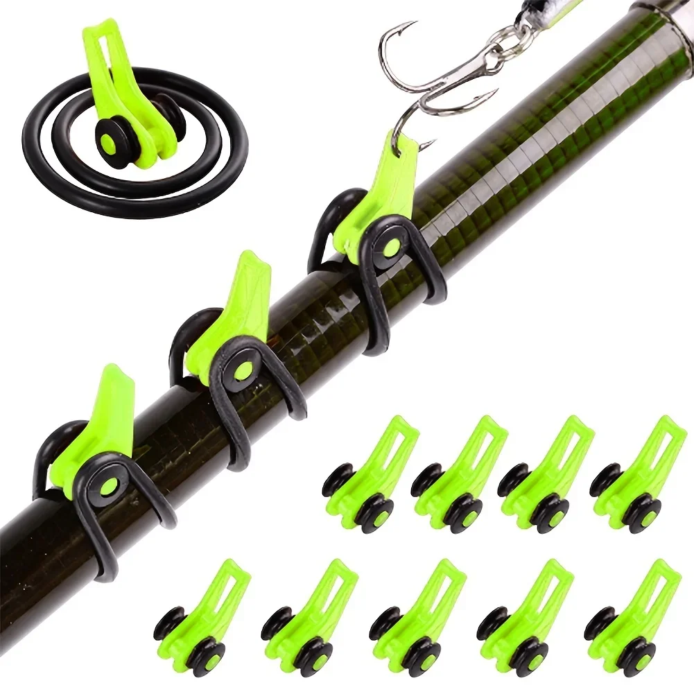 Fishing Lure Jig - 10 Stück/Lot Angelruten-Stangenhakenhalter – sicherer Silikonring